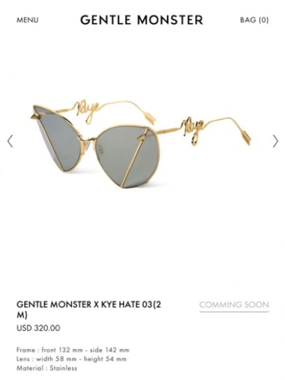 GENTLE MONSTER Gold Frame Sunglasses with Gray Lenses